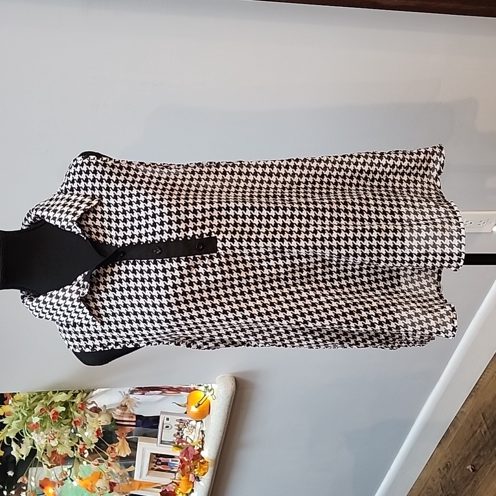 Touch Me  Houndstooth Top Semi Sheer
